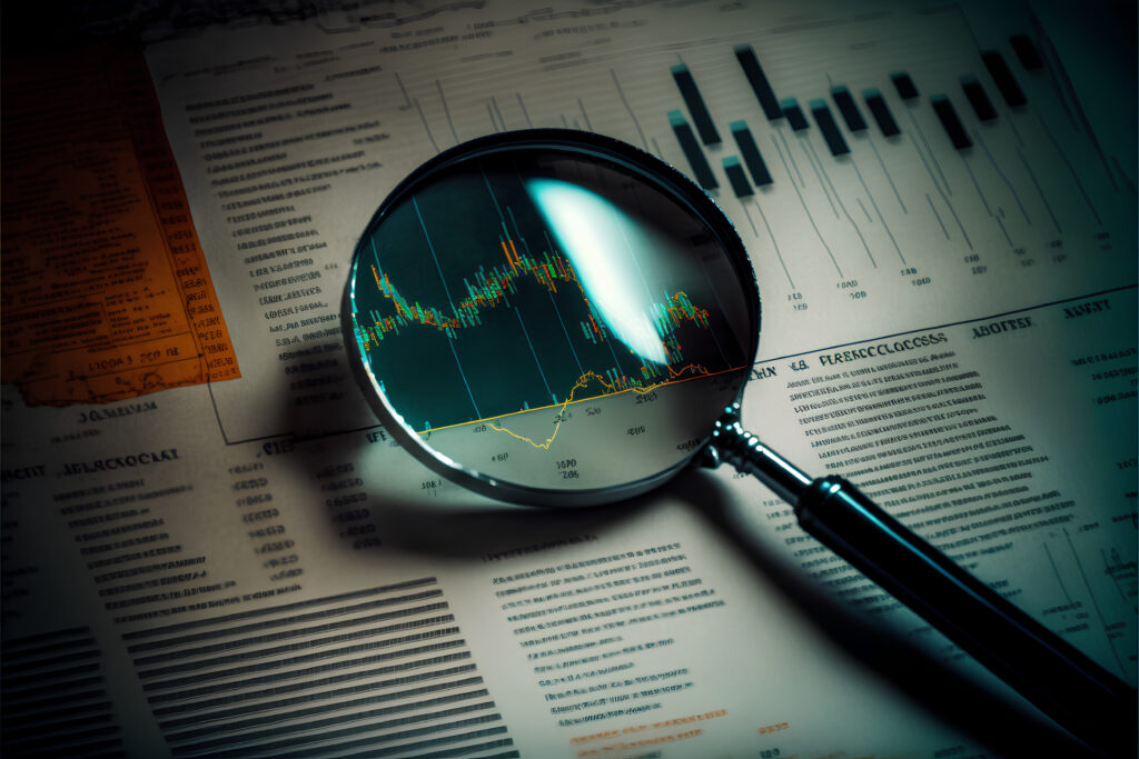 stock image of financial information to track historic trends in core deposits